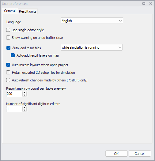 The general settings in the 'User preferences' editor