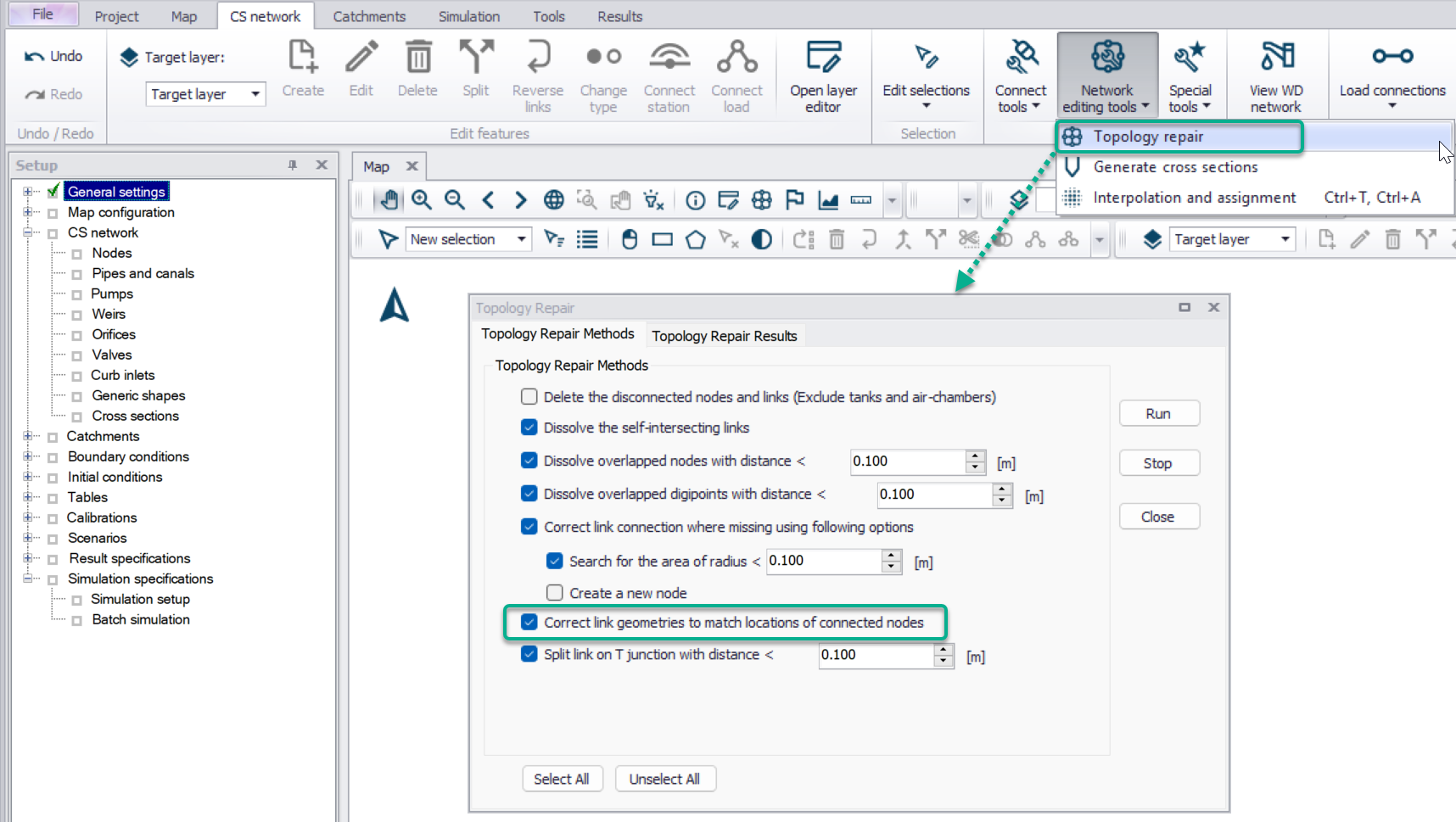 New option to repair links geometries in the 'Topology repair' tool