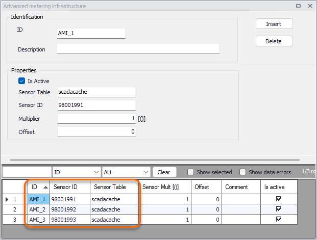 Example configuration of the AMI editor